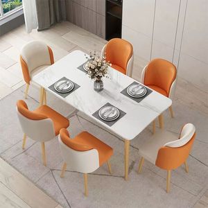Mesa de comedor de mármol de lujo ligero y combinación de silla rectangular pequeño apartamento juego de mesa de comedor para el hogar - Product Image 6