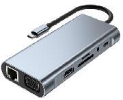 Adattatore Hub 11-in-1 USB Type-C per HDMI VGA RJ45 SD TF per MacBook per Dell XPS per HP per Lenovo ThinkPad doual Docking Station - Product Image 2
