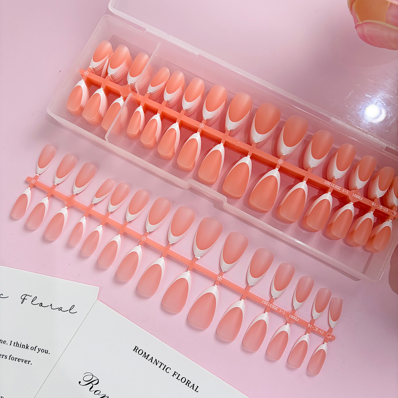Warm Peach Orange French Nail Tips