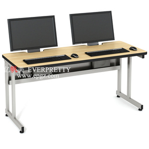Modern Design <strong>School</strong> <strong>Computer</strong> Room Desk Students Wooden <strong>Computer</strong> <strong>Table</strong> with CPU Holder and Keyboard Tray Double Desk - Product Image 4