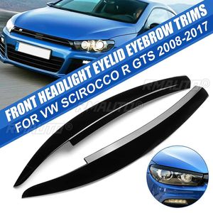 VW Scirocco R GTS 2008-2017 için çifti ön far göz kapağı kaş Caver düzeltir siyah/karbon Fiber - Product Image 1
