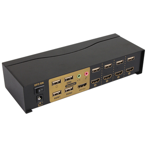 VCOM <span class=keywords><strong>KVM</strong></span>高清多媒体接口开关4k红外远程热键控制4进1出，带4台连接1台显示器键盘的电缆