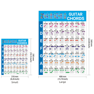 Gitar akor Poster halk gitar eğitici referans kılavuzu yeni başlayanlar için renk kodlu akorları baskılı olmayan yırtılma vinil kağıt - Product Image 4