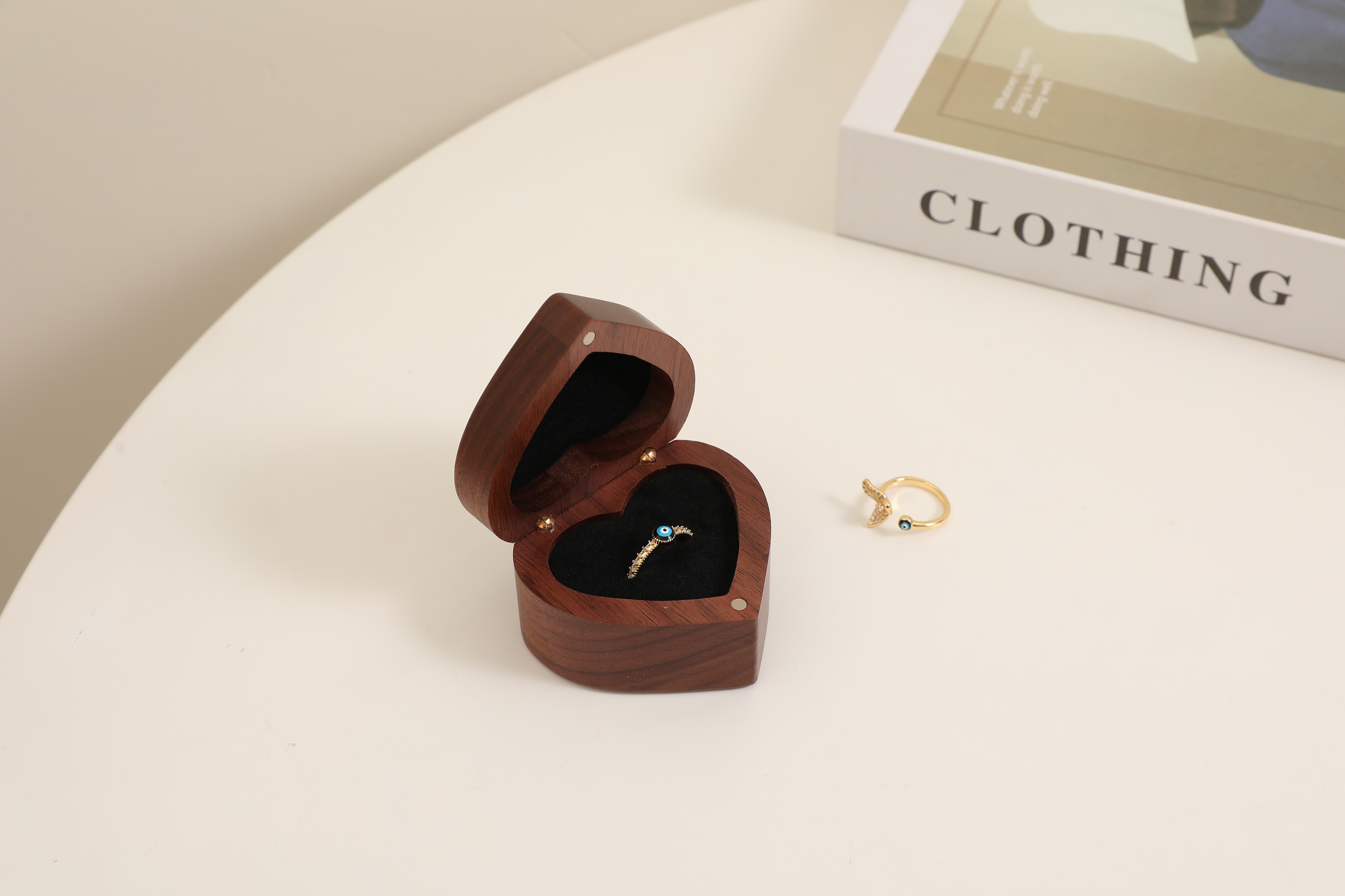 Brown Heart shape ring box