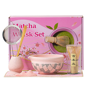 Geling giá tốt nhất gốm hồng làm bằng tay Matcha chawan bát đặt bán buôn tre tùy chỉnh Matcha Whisk Kit <span class=keywords><strong>Set</strong></span> với hộp quà tặng - Product Image 5