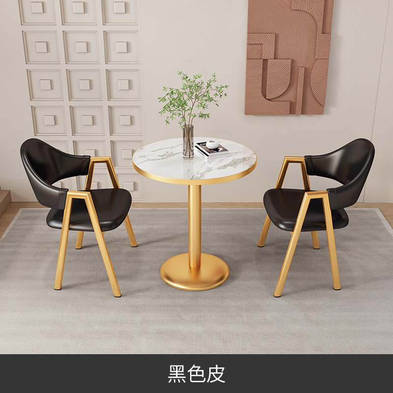 table and 2 chairs with black leather 60x60x75cm