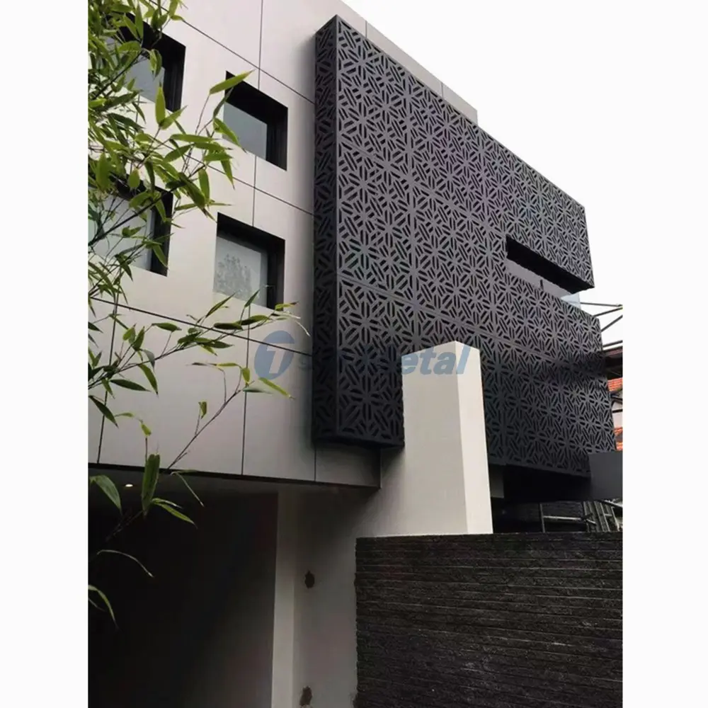 Aluminum Laser Cutting Mashrabiya Wooden Panel / Metal Wall Screen Buildings Facades