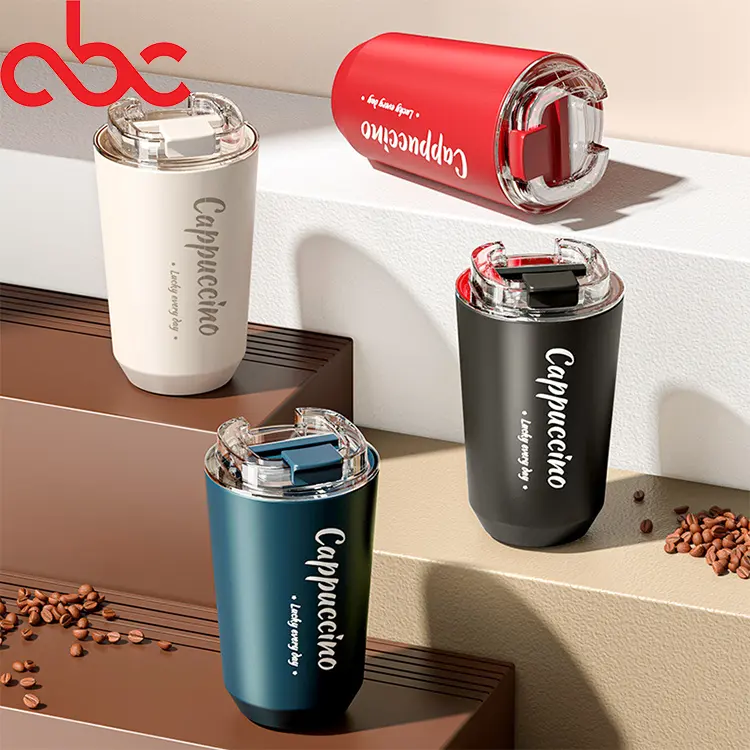 Hochwertiger Edelstahl-Vakuum-Kaffeetasse Thermetasse Halte warme Kaffeetasse mit Klappdeckel