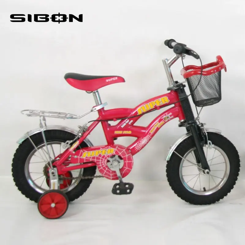 SIBON B0110118-marco de acero de color rojo, freno de doble pinza, llanta de aluminio, cubierta de media cadena china, bicicleta de 14 "para niños