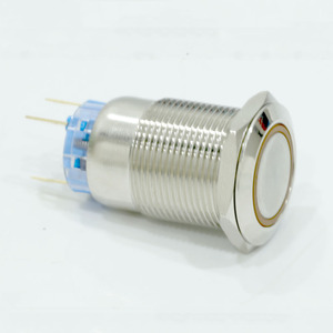 Interruttore a pulsante in metallo impermeabile con anello a <span class=keywords><strong>LED</strong></span> a 5pin da 19MM a testa rotonda piatta tipo 1 no1nc