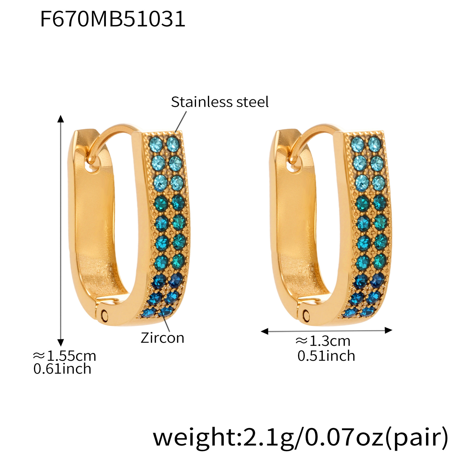 ต่างหูเซอร์คอนสีน้ำเงินแซฟไฟร์ F670