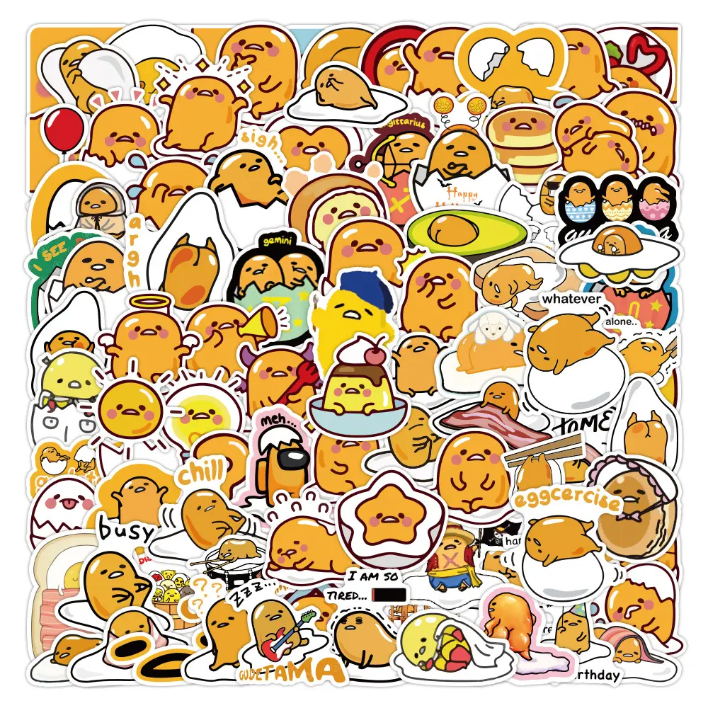 60PCS pretty cute gudetama egg graffiti sticker funny slogan for bottle laptop notebook kids gift