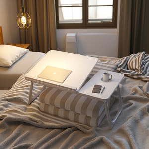 Mesa De Escritório Ajustável com Quadro De Metal Canto Dobrável Mesa De Estudo Laptop Cama Portátil Mesa Do Computador