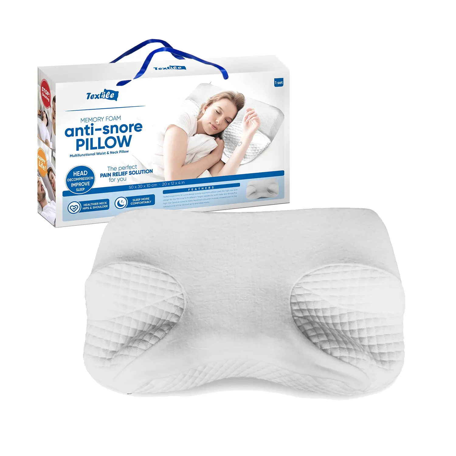 Kingworth 2 In 1 cuscino per il collo Comfort Healthy Care Cpap insonnia cuscino medico per il sonno In Memory Foam Anti-russamento