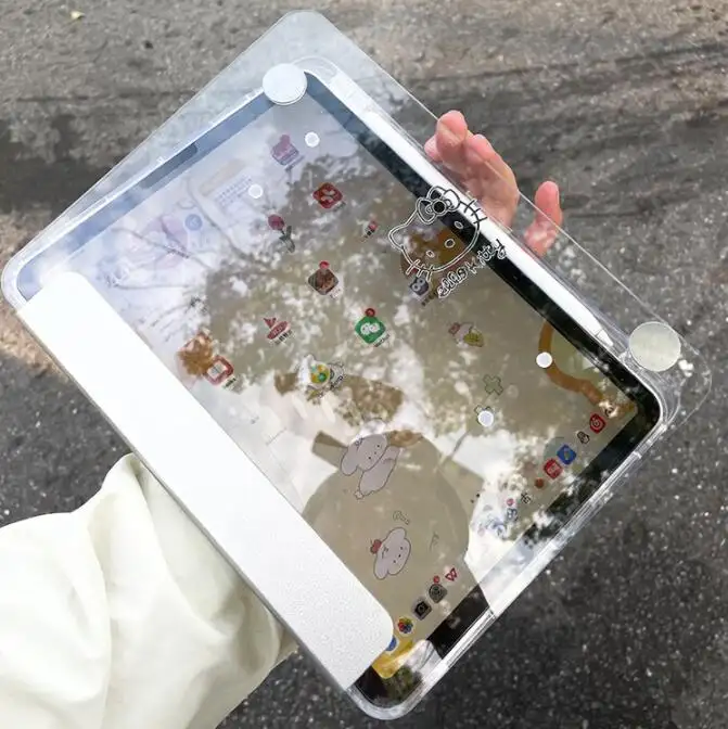 Casing penutup transparan bening dua sisi dapat diputar 360 tahan guncangan untuk ipad Pro11/10.9,mini 6 dan model lainnya