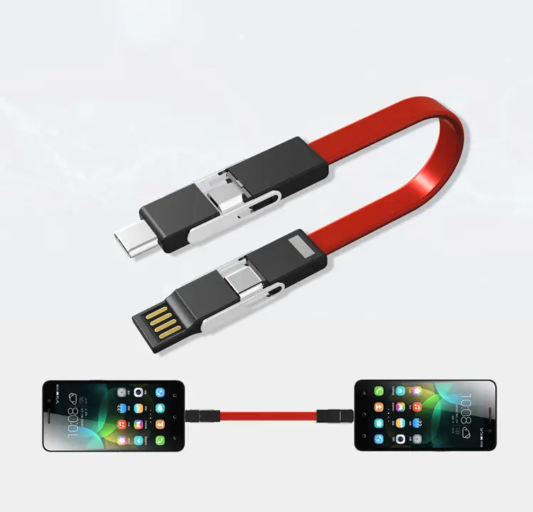 2023 사용자 정의 선물 항목 4 in 1 멀티 USB 케이블 키 체인 동기화 데이터 미니 자기 충전 케이블 프로모션 선물