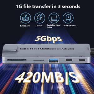 10-In-uno Splitter intelligente USB3.0 100m porta di rete Hub in lega di alluminio per Computer Docking Station Hub In magazzino - Product Image 4