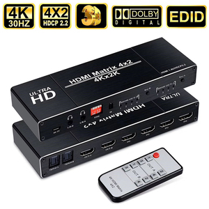 Justlink 4进2出HDMI矩阵开关分离器1.4高清4K @ 60Hz 3D和带HDCP2.2的双音频提取器支持1080p分辨率 - Product Image 2