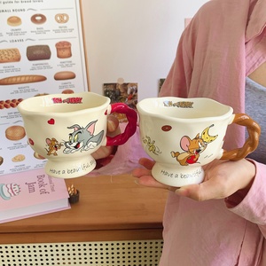 授权正品猫鼠复古陶瓷茶杯和茶碟手工咖啡杯和女孩纸箱水杯批发