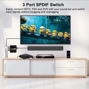 Digital SPDIF Toslink Optical Fiber <strong>Audio</strong> <strong>Switch</strong> 3port 3 in <strong>1</strong> Out with Optical Cable Support Digital &amp; DTS 5.<strong>1</strong>, PCM Stereo LPCM - Product Image 6