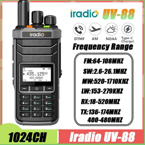 CB无线电27Mhz Iradio UV-88对讲机短波2.3-26.1Mhz UV88 FM SW MW LW无线电多频段类型-C Reharger 1024频道