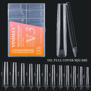 VINIMAY ABS 5XL yumuşak jel tırnak ipuçları yarım kapak Stiletto tam kapak kare tabut tırnak ipuçları hiçbir c eğrisi temizle düz tırnak ucu - Product Image 2