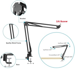 Microphone Arm <strong>Stand</strong> Cantilever Bracket Tripod Adjustable Fill Light Holder Spring Built-in Mic <strong>Stand</strong> - Product Image 3