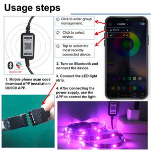 製作所ミニRGBブルートゥース1Mセット5VUSB LEDライトストリップ、アプリ調光器付き - Product Image 5