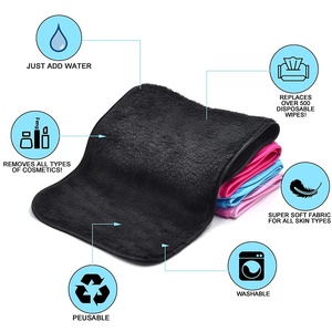 4 Count Microfiber Makeup Remover Cloths <strong>Fast</strong> <strong>Drying</strong> Reusable <strong>Face</strong> <strong>Towels</strong> for Women Soft Solid &amp; Square Round Patterns - Product Image 2