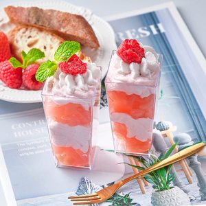 使い捨てプラスチックカップ90ml3ozスクエアラウンドムースカップバフィカップケーキデザートサラダ