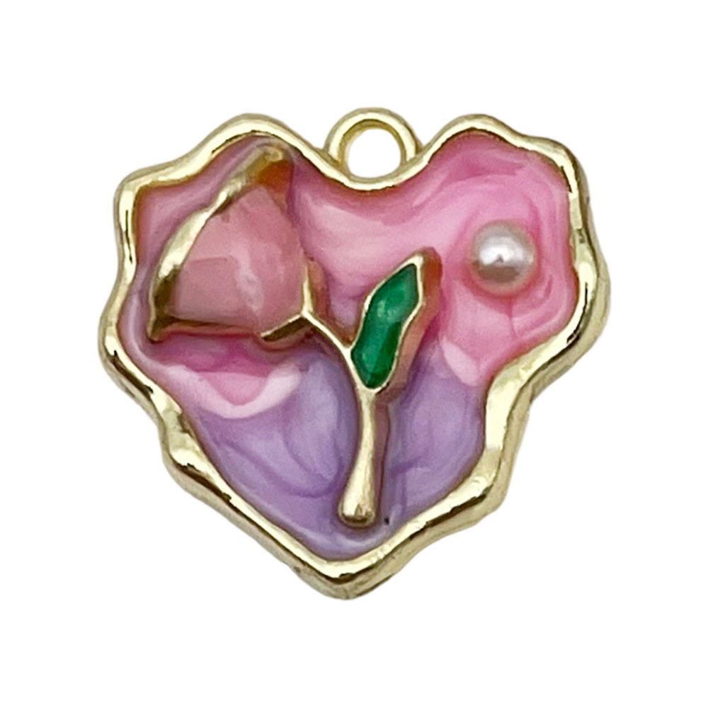 23x24mm fleur rose-violet
