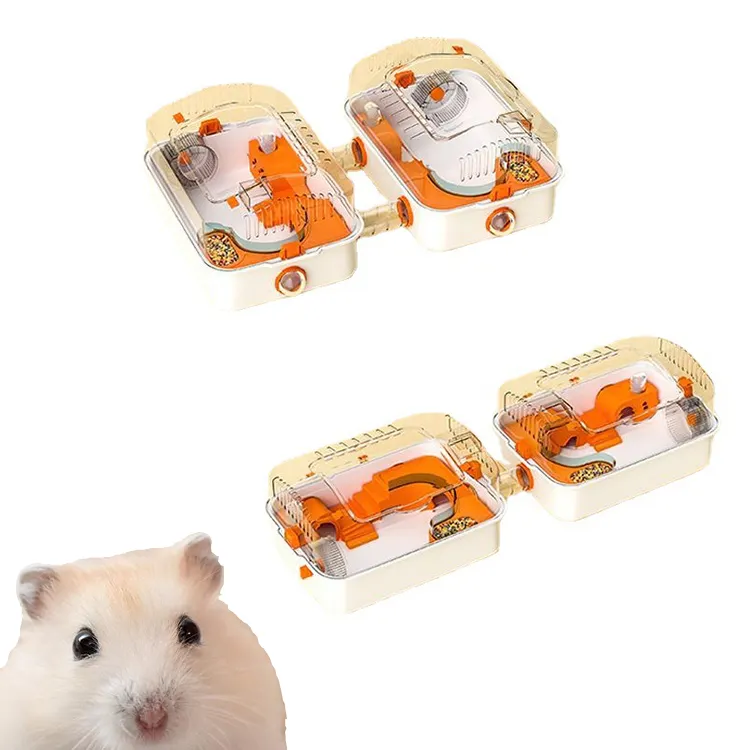 Transparent Pet Reel Runner Bouteille D'eau Maison Petit Animal Accessoires Hamster Vivre Cage Simple Portable Grand Hamster Cage