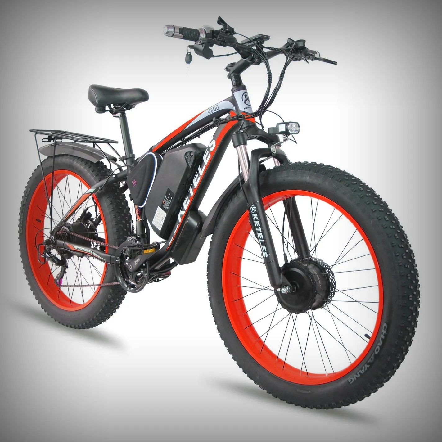 KETELES K800 1000W 17.5AH Bicicleta eléctrica Dos ruedas motrices E-Bike Fat Tire Bicicleta eléctrica de doble motor para hombres 26 pulgadas