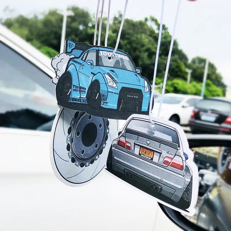 Custom best selling car incense cartoon shape 3D pendant fruit aroma paper car air freshener