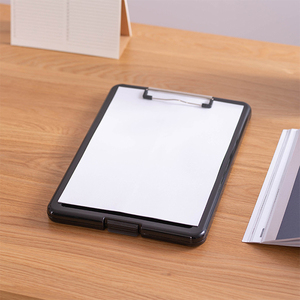 Organizador de almacenamiento de PP transparente Carpeta de caja de archivos con clip de metal Patrón de caja A4 para uso escolar - Product Image 3