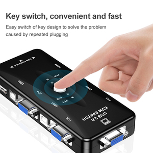 cantell KVM开关盒4端口PC显示器开关盒USB VGA电缆，用于计算机/键盘/鼠标显示器，即插即用 - Product Image 2