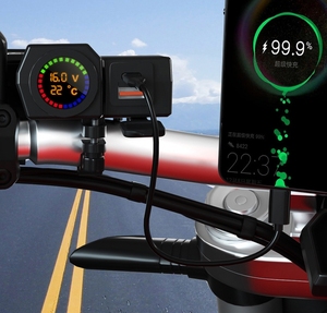 <strong>One</strong> to Three Motorcycle <strong>Charger</strong> Voltage and Temperature Digital Display Dual USB Mobile Phone <strong>Charger</strong> PD <strong>Charger</strong> for Motorcycle - Product Image 2