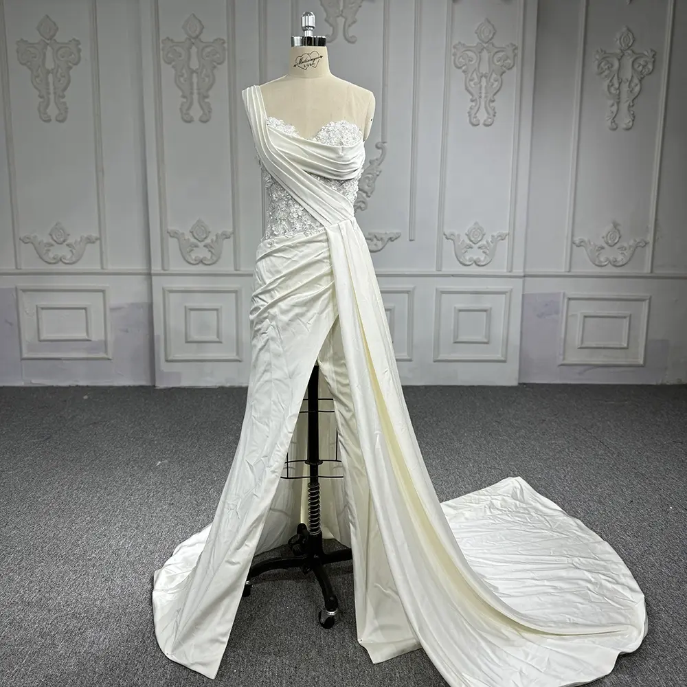 Jancember gaun panjang pernikahan wanita, dress belah khusus satu bahu putri duyung 6721