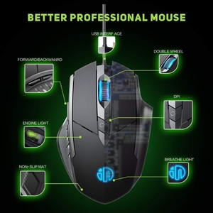 Nova chegada para PW1H Inphic Wired Silencioso Iluminado Computer Gaming 6-Button <span class=keywords><strong>Mouse</strong></span> Computer Set