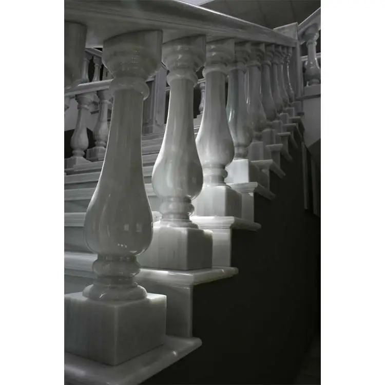 Barandilla de mármol para decoración del hogar, Barandilla de escalera de piedra Natural hecha a mano para Villa moderna