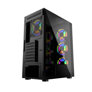 KINPOWER PCケース6 * 120mm RGBファンゲーム用PCケースUSB3.0強化ガラスコンピュータケース