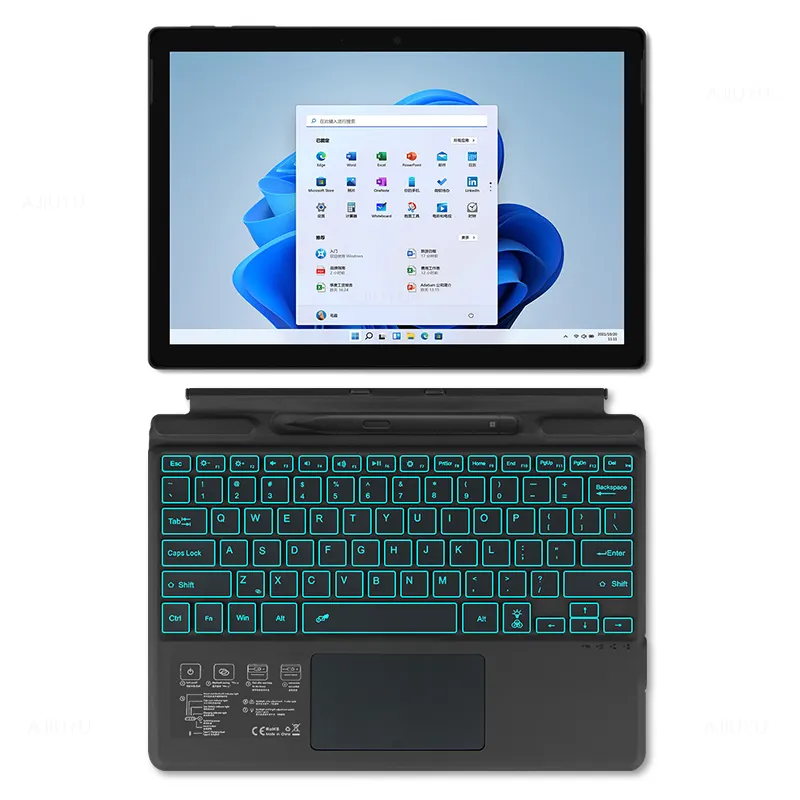 Clavier magnétique pour Microsoft Surface Pro 8 tablette 13 pouces PC portable Pro8 Smart claviers housse rétro-éclairage sans fil BT