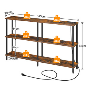 Mesa de consola estrecha de 3 niveles con estación de carga, mesa de pasillo de sofá delgada, mesa de entrada delgada con enchufes puertos USB - Product Image 3