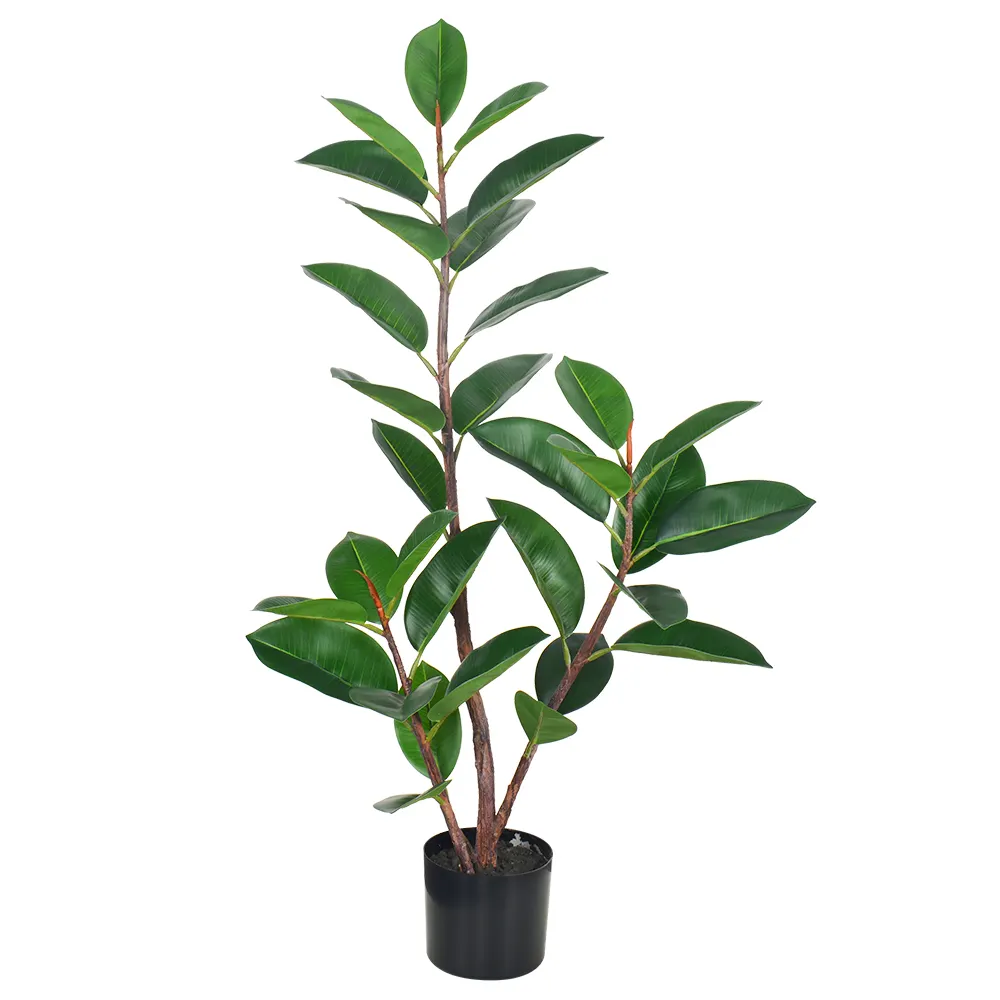 Haihong vente en gros plantes artificielles d'intérieur résistantes aux UV hévéa vert artificiel plante d'intérieur décorative