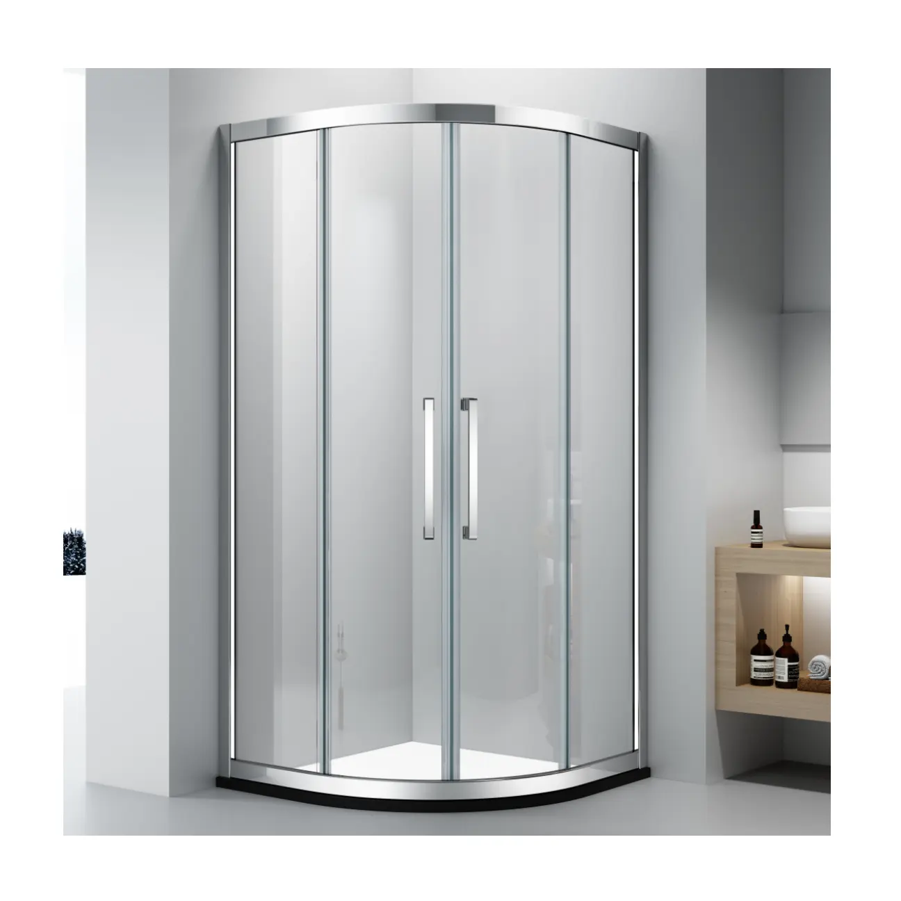 New Product Aluminum 8MM Glass Shower Door Bathroom Corner Double Sliding Shower Enclosure