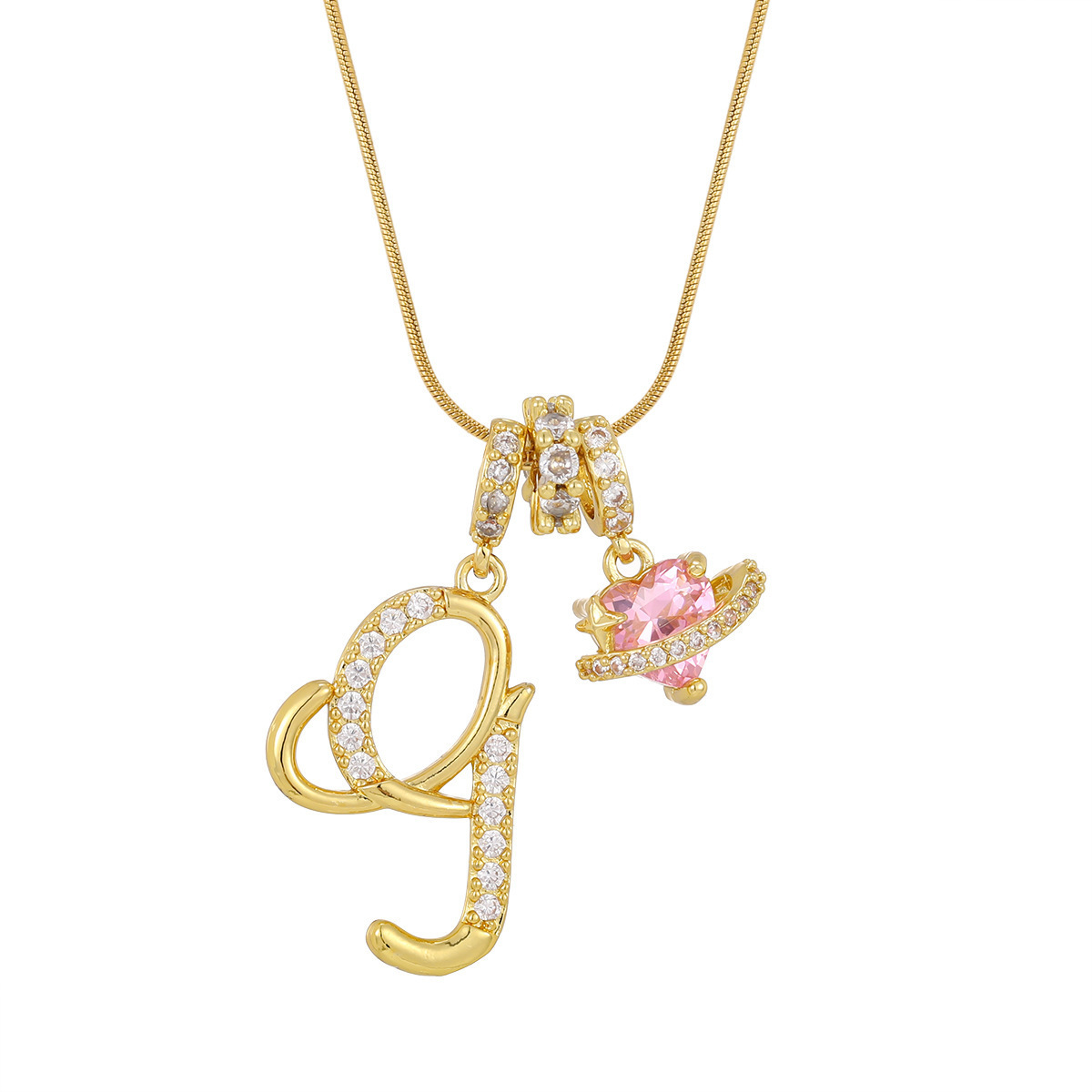 Gold g pendant-snake bone chain