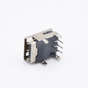 迷你5针母<span class=keywords><strong>USB</strong></span> <span class=keywords><strong>b</strong></span>型插座连接器90度水平倾角，用于PCB <span class=keywords><strong>USB</strong></span>连接器