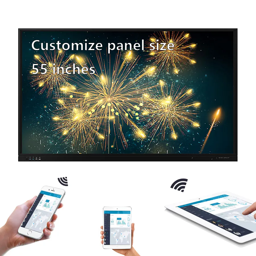 Placa interativa 55 polegadas portátil educação magnética touch screen interativo plano painel inteligente blackboard para escola