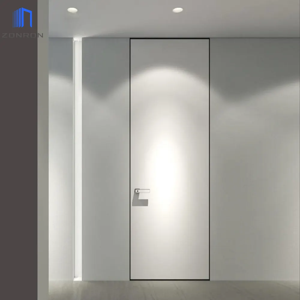 Zonron italienischer Stil Innentür versteckter Aluminiumrahmen Holztür unsichtbarer Rahmen Schaukel-Holztür für Haus Schlafzimmer