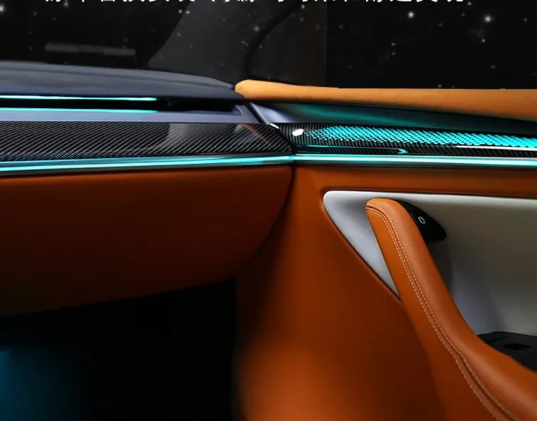 Lampu kontrol aplikasi untuk Tesla Model Y, lampu Neon Interior Aksesori dekorasi mobil suasana Led untuk Tesla MODEL Y 3